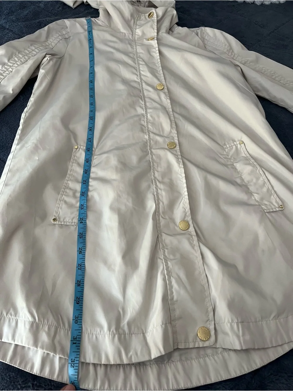 Via Spiga Cream Hooded Trench Coat